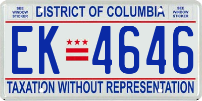 DC license plate EK4646