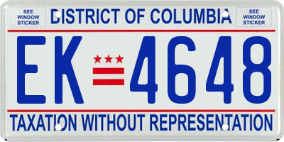 DC license plate EK4648