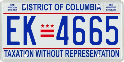 DC license plate EK4665