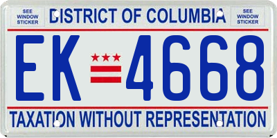 DC license plate EK4668