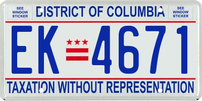 DC license plate EK4671