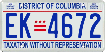 DC license plate EK4672