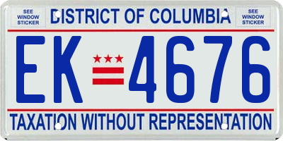 DC license plate EK4676