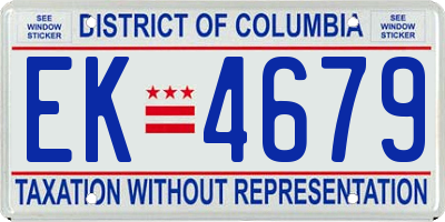 DC license plate EK4679