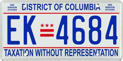 DC license plate EK4684