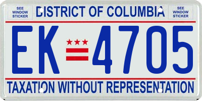 DC license plate EK4705