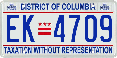 DC license plate EK4709