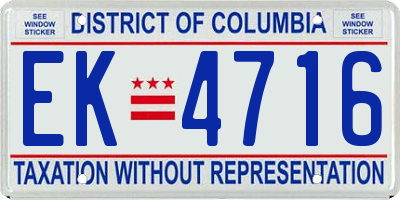 DC license plate EK4716