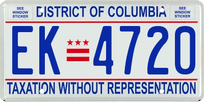 DC license plate EK4720