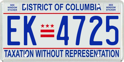 DC license plate EK4725