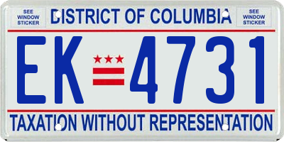 DC license plate EK4731
