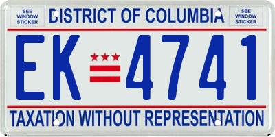 DC license plate EK4741