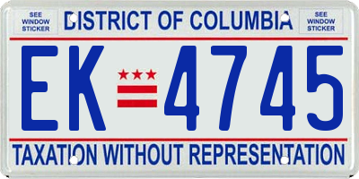 DC license plate EK4745