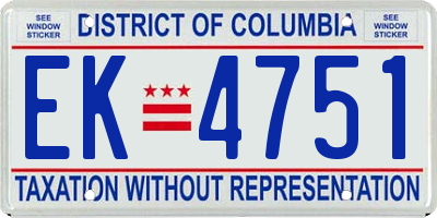 DC license plate EK4751