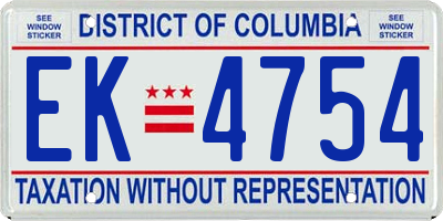 DC license plate EK4754