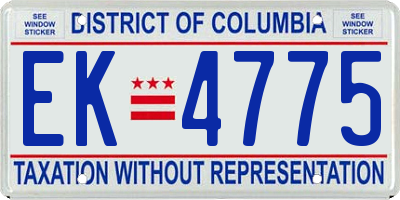 DC license plate EK4775