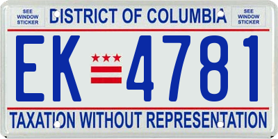 DC license plate EK4781