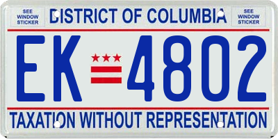 DC license plate EK4802