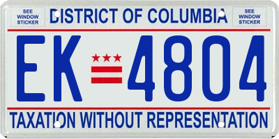 DC license plate EK4804