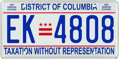 DC license plate EK4808