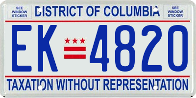 DC license plate EK4820