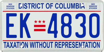 DC license plate EK4830