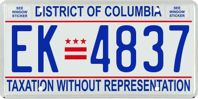 DC license plate EK4837