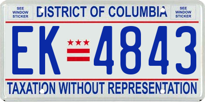 DC license plate EK4843