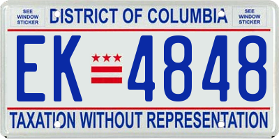 DC license plate EK4848