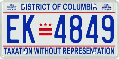 DC license plate EK4849