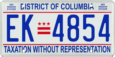 DC license plate EK4854
