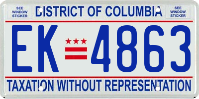 DC license plate EK4863