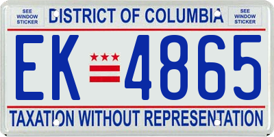 DC license plate EK4865