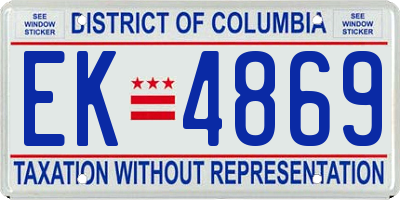 DC license plate EK4869