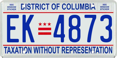 DC license plate EK4873