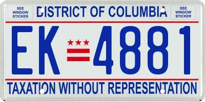DC license plate EK4881