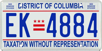 DC license plate EK4884