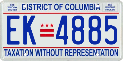 DC license plate EK4885