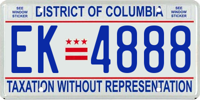 DC license plate EK4888