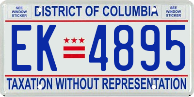 DC license plate EK4895
