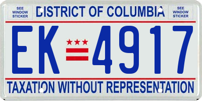 DC license plate EK4917