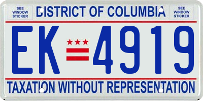 DC license plate EK4919