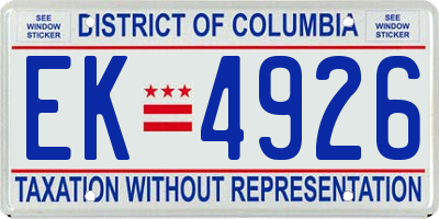 DC license plate EK4926