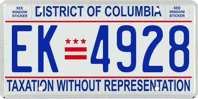 DC license plate EK4928