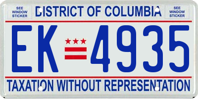 DC license plate EK4935