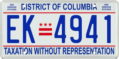 DC license plate EK4941