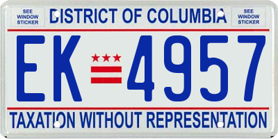 DC license plate EK4957