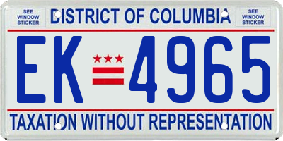 DC license plate EK4965