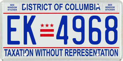 DC license plate EK4968