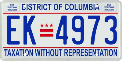 DC license plate EK4973